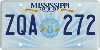 MS license plate ZQA272