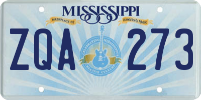 MS license plate ZQA273