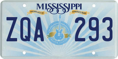 MS license plate ZQA293