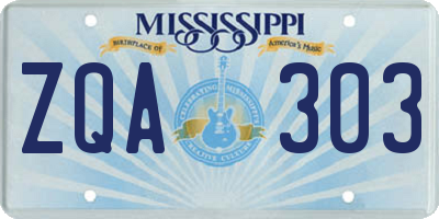 MS license plate ZQA303