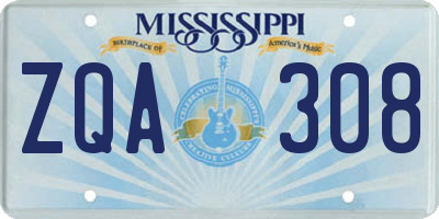 MS license plate ZQA308