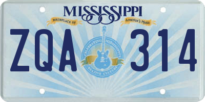 MS license plate ZQA314