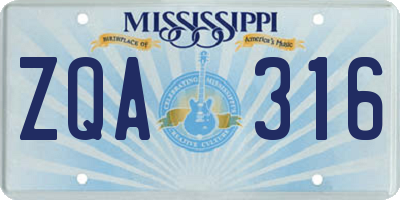 MS license plate ZQA316
