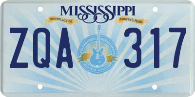 MS license plate ZQA317