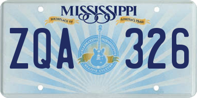 MS license plate ZQA326
