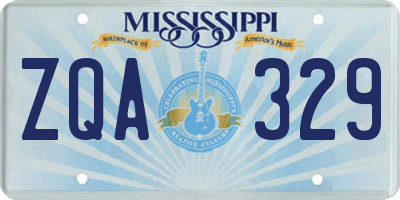 MS license plate ZQA329