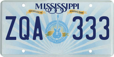 MS license plate ZQA333