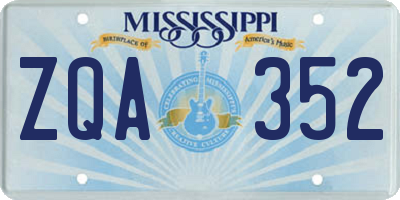 MS license plate ZQA352