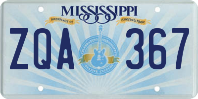 MS license plate ZQA367