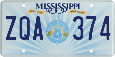 MS license plate ZQA374