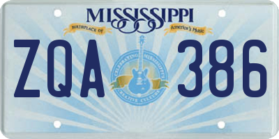 MS license plate ZQA386