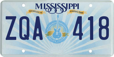 MS license plate ZQA418