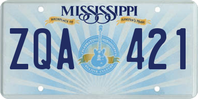 MS license plate ZQA421