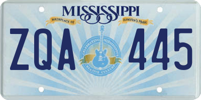 MS license plate ZQA445