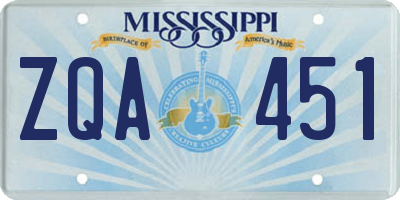 MS license plate ZQA451