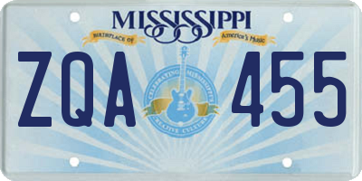 MS license plate ZQA455