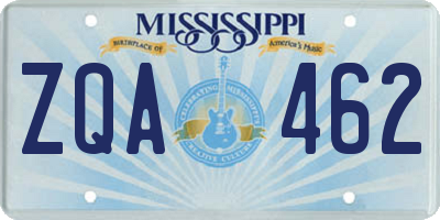 MS license plate ZQA462