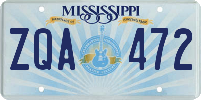 MS license plate ZQA472