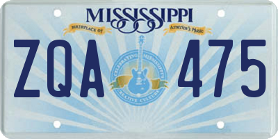 MS license plate ZQA475