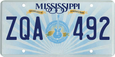 MS license plate ZQA492