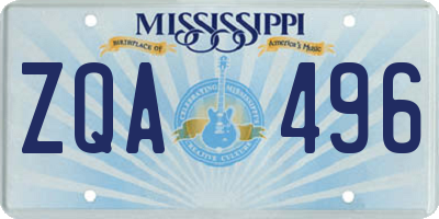 MS license plate ZQA496