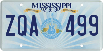 MS license plate ZQA499