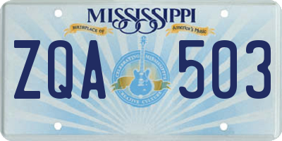 MS license plate ZQA503