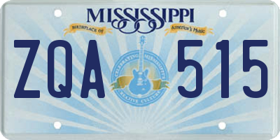 MS license plate ZQA515