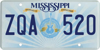 MS license plate ZQA520