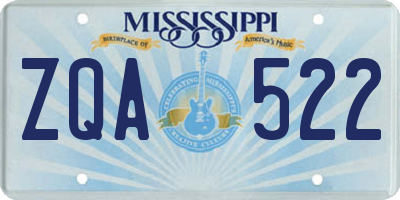 MS license plate ZQA522