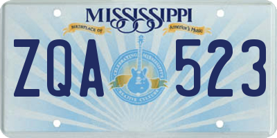 MS license plate ZQA523