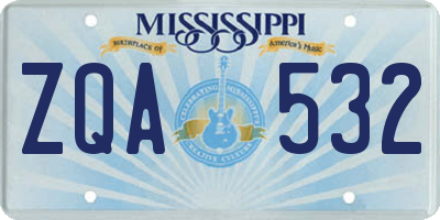 MS license plate ZQA532