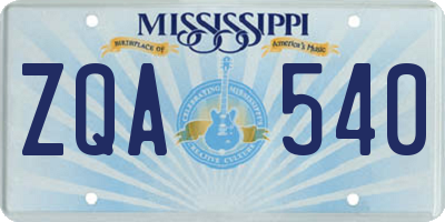 MS license plate ZQA540
