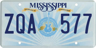 MS license plate ZQA577