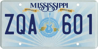 MS license plate ZQA601