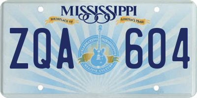 MS license plate ZQA604