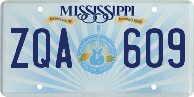 MS license plate ZQA609