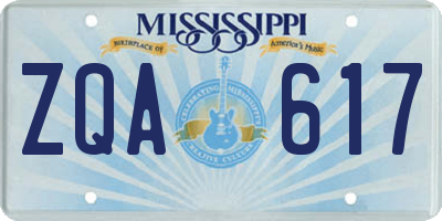 MS license plate ZQA617