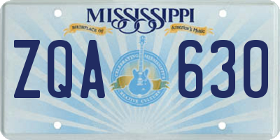 MS license plate ZQA630
