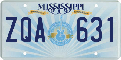 MS license plate ZQA631