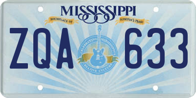 MS license plate ZQA633