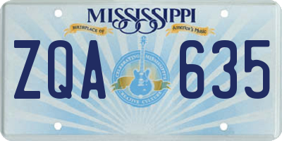 MS license plate ZQA635