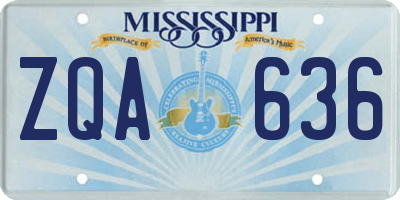 MS license plate ZQA636