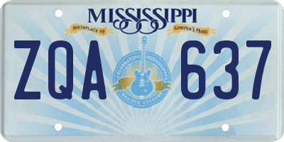 MS license plate ZQA637