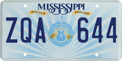 MS license plate ZQA644