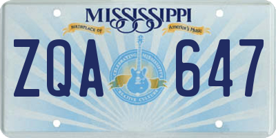 MS license plate ZQA647