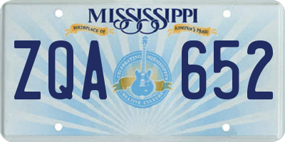 MS license plate ZQA652