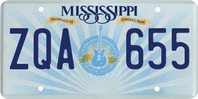 MS license plate ZQA655