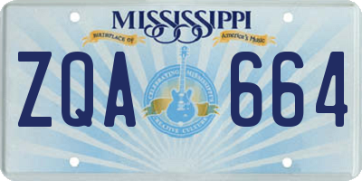 MS license plate ZQA664