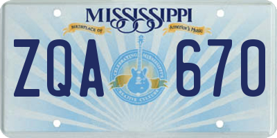 MS license plate ZQA670